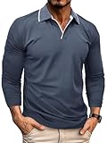 Zetieny Poloshirt Herren Langarm Klassische Trendiges Polo Langarmshirt Herren Freizeit Basic Golf T-Shirts