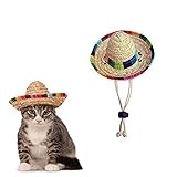 AWOCAN Strohhut für Haustiere, lustig, mexikanisch, Sombrero, Party-Dekorationen für Geburtstag, für kleine Haustiere, Welpen, Katzen