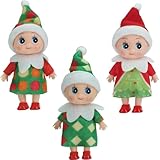 3 Stück Mini-Puppe Elf Weihnachten Baby Winziger Weihnachtself für Mädchen und Jungen,Puppe Baby Elf im Regal Weihnachten Neuheit Spielzeug Puppen Elfen Baby Spielzeug für Weihnachten Neujahr Geschenk