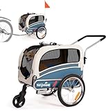SEPNINE® Hundeanhänger für Fahrrad, 2 in1 Fahrradanhänger Hunde,Haustier Transportwagen Anhänger für Jogger und Fahrrad Kann Haustiere bis zu 30 kg tragen
