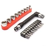 Pumixiy Winkelschraubendreher-Set aus Karbonstahl, 90 Grad rechtwinkliger Schraubendreher-Set, Steckschlüssel-Set mit geformtem Griff, für Tischlerei, Autoreparatur, enge Platzarbeit (20 Stück)