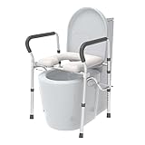 Erhöhter Toilettensitz mit Griffen für Senioren, stabiler Handicap-Toilettensitz über Toilette, verstellbare Toilettensitzerhöhung mit Rollover-Präventionshaltern für ältere Menschen, Schwangere,