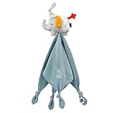 Fehn 053081 Schmusetuch Elefant – Baby Schnuffeltuch mit Schnullerbefestigung und 'Glow-in-the-dark' Bestickung – Für Babys ab 0+ Monaten – Größe: 42 cm