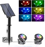 NATPOW Solar Teichbeleuchtung, RGB Unterwasser Teichlicht Landschaftsscheinwerfer Teichleuchten Tauchstrahler mit IP68 wasserdicht, Farbwechsel Gartenbeleuchtung für Garten, Patio, Baum(2 in 1)