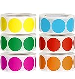 Klebepunkte Bunt Punktaufkleber, 25mm Bunt Etiketten Markierungspunkte, Klebrige Farbkodierung-Aufkleber, Kleine Runde Dot Aufkleber für Büro, Aufbewahrung Beschriftung, 500 Stücke/Rolle (6 Rollen)
