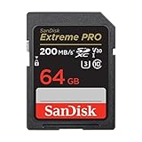 SanDisk Extreme PRO SDXC UHS-I Speicherkarte 64 GB (V30, Übertragungsgeschwindigkeit 200 MB/s, U3, 4K UHD Videos, SanDisk QuickFlow-Technologie, temperaturbeständig)