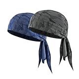 WTACTFUL Turban für Herren 2pcs Sports Bandana Cap Kopftuch Herren Damen, Schwarz, Blau