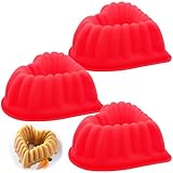 Vestamore 20,3 cm große Herz-Backformen, 3 Stück, Silikon, Kuchenformen, rot, herzförmig, ideal für Schokolade, Pudding und Mousse, Kuchen