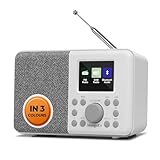 MangoKit MD3 DAB/DAB+ und UKW Tragbares Digitalradio, Bluetooth-Lautsprecher, Kopfhörer, 40 voreingestellte Sender, Wecker und Uhr, Snooze-Timer, Farbdisplay, Batterien und Netzbetrieb (Steingrau)