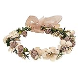 KAIAIWLUO Blumenkrone,Blumenstirnband Blumengirlande Stirnbänder Boho Rosen Stirnband Frauen Mädchen Haarband Kränze Girlanden für Hut Ornament Hochzeit Strand Reise Braut Hochzeit