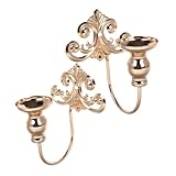 FONDOTIN 2 Stück Vintage Metall Wandkerzenhalter aus Eisen mit Europäischen Mustern Rustikale Wanddeko für Wohnzimmer Schlafzimmer Esszimmer Dekorative Wandkerzenleuchter