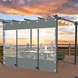 Wasserdichte Planenvorhänge mit Reißverschluss-Tür, transparente Planen-Seitenteile für Pergola, Terrasse, Veranda, Pavillon, Carport, wetterfeste Ösenabdeckungslösung