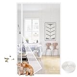 Magnet Fliegengitter Tür Weiß 70x205cm(W*H),für Kinderzimmertüren/Küchen-/Eingangstüren, Automatisch Schließender Magnetischer Fliegenvorhang - Einfache Montage Ohne Bohren