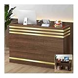 HOFUNTRE Rezeptionstheken，Moderne Rezeption，Laden-Theke，Verkaufstheke，Empfangstresen，Größerer Desktop, Komfortabel Zu Bedienen, Einfach Und Schön, Weit Verbreitet(Oak Gold bar,100CM/39.4in)