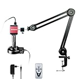 RUZIZAO Digitales Mikroskop, 13MP 1080P HDMI/VGA Industrielle Video-Mikroskop-Kamera, 150X Zoom C-Mount-Objektiv, klappbarer Ständer, LED-Ringlicht, Lötmikroskop für Elektronik- Reparatur