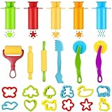 AMSNINK 23 Stück Knete Zubehör, Knetwerkzeug, Knetzubehör, Zubehör Knete, DIY Knetmasse, Knetspielzeug, Knet Zubehör, Knete Zubehör Ausstechformen Küchenspielzeug, Geschenk-Set Für Jungen Und Mädchen