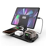 kabelloses Ladegerät für Apple, 4 in 1 Drahtlose Ladestation für iPhone 16/15/14/13/12/11, Ladestation für Apple Watch 10/9/8/7/6/SE, Ladegerät für AirPods 4/Pro, iPad, 2 Ladekabel Enthalten (Schwarz)