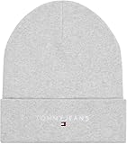 Tommy Jeans Herren Strickmütze Linear Logo Beanie Bio-Baumwolle, Grau (Silver Grey Htr), Einheitsgröße