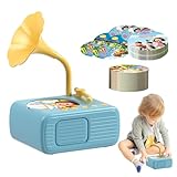 Vhjlfig Phonograph für Kinder mit 96 Karten | Plattenspieler für Kleinkinder – sensorisches Lernspielzeug für Musiklernen, Nostalgie, Abendgeschichten, Familienzeit, Klassenzimmer