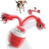 FLERDMAU Interaktives Hundespielzeug – Interaktiver Spielball für Hunde, Moving Dog Ball für Hunde, Hundeball Elektrisch Intelligentes Hundespielzeug Ball mit Schnur Hund (Rot)
