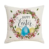 Ostern Kissenbezug,Kissen Kissenhülle Ostern 45X45 cm Frühling,Zierkissen Hüllen Mit Osterhasen Deko,Osterdekoration,Osterdeko Modern Sofa Wohnzimmer Schlafzimmer Innen Deko,Osterdeko Outdoor