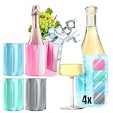 COM-FOUR® 4x Flaschenkühler für unterwegs - Kältepack mit Verschluss - Kühlmanschette zum Kühlen von Bier, Wein und Softdrinks - Sektkühler (4 Stück - 32.5x15cm)