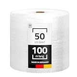 LOGIC PACK Premium Luftpolsterfolie Rolle 100m x 50cm Breit - Noppenfolie Ideal für Versand, Verpackung und Umzug | 2-schichtig 50my Starke Folie Bubble Wrap Verpackungsmaterial Füllmaterial
