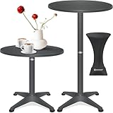 KESSER® 2in1 Stehtisch Bistrotisch 1er Set | Aluminium Edelstahlplatte | höhenverstellbar 70cm / 115cm | Partytisch Tisch Ø 80cm | In- & Outdoor | Empfangstisch | Anthrazit