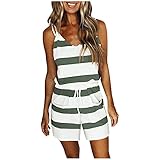 IQYU Jumpsuit Damen Sommer Kurz Overall Kurze Hose V-Ausschnitt Sexy Einteiler Mit Kordelzug Sommeroveralls Elegant Festlich Jumpsuits Hosenanzug Strand-Overalls Playsuit Kurz Romper