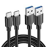 Powice 2X 30W USB3.0 USB C Kabel für Carplay, USB C Ladekabel 3A 1m, USB A auf USB C Ladedatenkabel, USB auf USB C Kabel für iPhone 16/15/14, Samsung S24/S23/S22, Kann im Auto verwendet werden,Schwarz