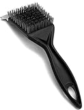 HOMETOOLS.EU® Profi Edelstahl Grill-Reinigungsbürste, Grill-Bürste mit Schaber, 1 Stück, Schwarz