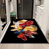 RUGMRZ Zimmer Dekoration 120X160Cm Home Teppich Schwarz Bodenbeläge Für Balkon Sitzecke Nach Maßtür Flur Kunst Modisch rutschfest Schmutzabweisend Gelb Rot