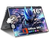 jumper Laptop, 16'' IPS FHD Touchscreen Laptop, 640GB Storage, 16GB DDR4, 1 Jahr Office 365, QWERTZ Tastatur mit Hintergrundbeleuchtung, Fingerabdruckleser, WiFi 6, 1920x1200, 7000mAh Akku