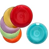 MamboCat 6x Speiseteller Uni bunt I Steingut-Geschirr 6 Personen - farbenfrohes Design I 6er Teller-Set modern I Essteller I Menüteller I Servierplatte I Tafelzubehör I flache Teller 6 Stück