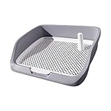 perfk Hundetoilette Hundetöpfchen Hundetrainings-Toilette, Haustier-PIPI-Toilette, Welpen-Töpfchen-Tablett, für Drinnen und Draußen, Spritzwassergeschützt, Wiederverwendbare, GRAU