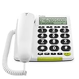 DORO - Doro PhoneEasy 312cs - Schnurgebundenes Festnetztelefon - Große Displayanzeige - Extra große Tasten - Freisprechfunktion - Lautstärkeregler - Anrufanzeige - Weiß