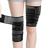 JLFDLLYYZQ 2 StüCk 200CM Oberschenkel Bandage, Hoch Elastische Kompressionsbandage, Elastische Binde FüR Die Oberschenkel Kompression, Sport Kompressionsbandage, Kniebandage Damen Und MäNner, Schwarz
