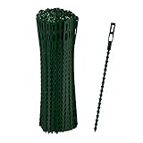 Relaxdays Pflanzenbinder, 200er Set, 17 cm, verstellbare Pflanzenhalter, wiederverwendbar, Befestigung Pflanzen, grün