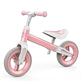 MHCYLION Laufrad ab 1.5-4 Jahre bis zu 25 kg, Lenkrad und Sattel höhenverstellbar, Lenkradschloss, Ultraleicht Kinderlaufrad Balance Fahrrad für Jungen Mädchen(Rosa)