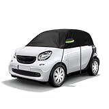 Halbgarage Autoabdeckung Wasserdicht Passend für Smart Fortwo 2006-2025, Atmungsaktiv Autoplane Regen Sonne Schnee Auto Abdeckplane Abdeckung Schwarz