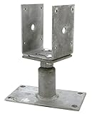 Connex Pfostenträger - 80-150 mm - chromfarbig - feuerverzinkt - zum Aufschrauben - höhenverstellbar, seitenverstellbar von 80 – 150 mm / Einschlaghülse / Pfostenanker / U-Pfostenträger / HV4270