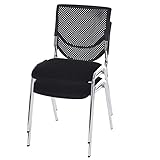 Mendler 2er-Set Besucherstuhl T401, Konferenzstuhl stapelbar, Stoff/Textil - Sitz schwarz, Füße Chrom
