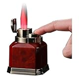 Nachfüllbares Metall-Tischfeuerzeug mit Flammen-Zigarrenfeuerzeug, nachfüllbares Butangas-Tischfeuerzeug mit roter Flamme aus Metall, winddichtes Feuerzeug, einzigartige Geburtstagsgeschenke for Männe