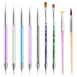 9-teiliges Nagelkunst-Pinsel-Set, Nagelkunst-Design-Stift mit Nagel-Liner-Pinsel und Nagel-Punktierstiften für den Heimgebrauch, professioneller Nagelstudio