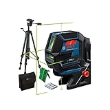 Bosch Professional Kreuzlinienlaser GCL 2-50 G (grüner Laser, Innenbereich, Halterung RM 10, Stativ BT 150, sichtbarer Arbeitsbereich: bis 15 m, 4x AA-Batterie, in Kartonschachtel)