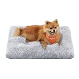 Feandrea Hundebett, Hundekissen, Flauschige Hundematte, Langer Plüsch, 65 x 45 cm, weiche Polsterung, maschinenwaschbar, multifunktional, Ombré-Grau PGW200G01