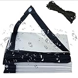 Transparente wasserdichte Abdeckplane, 4 m x 5 m, robuste Plane mit rostfreien Löchern, ideal für Überdachung, Zelt, Boot, Wohnmobil, Pool, UV-beständig und verrottungsfest
