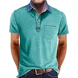 Hemd Herren Kurzarm Poloshirt Herren Regular Fit, Mit Knopfleiste Revers Basic T-Shirts Baumwolle Atmungsaktiv Golf Casual T Shirt Mit Brusttasche Freizeithemd Leicht Bequeme Kurzarmhemd