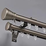 Gardinenschiene Vorhangschiene Schienen 2-läufige Gardinenschiene, Stille Zweireihige Vorhangschiene Lamellenhalter Paneelwagen System für Schiebevorhang Vorhang, Gardinen(Champagne,3m(9.8ft))