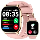 Vtkp Smartwatch Herren Damen, 2,1' HD Touchscreen Smart Watch mit Bluetooth Anrufe, 110+Sportmodi Fitnessuhr, Herzfrequenzmonitor Schlafmonitor Schrittzähler, IP68 Wasserdicht für iOS Android,(Rosa)